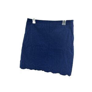 Talbots Womens Size 8 Navy Blue Skirt Scallop Hem Cotton Blend Casual Classic